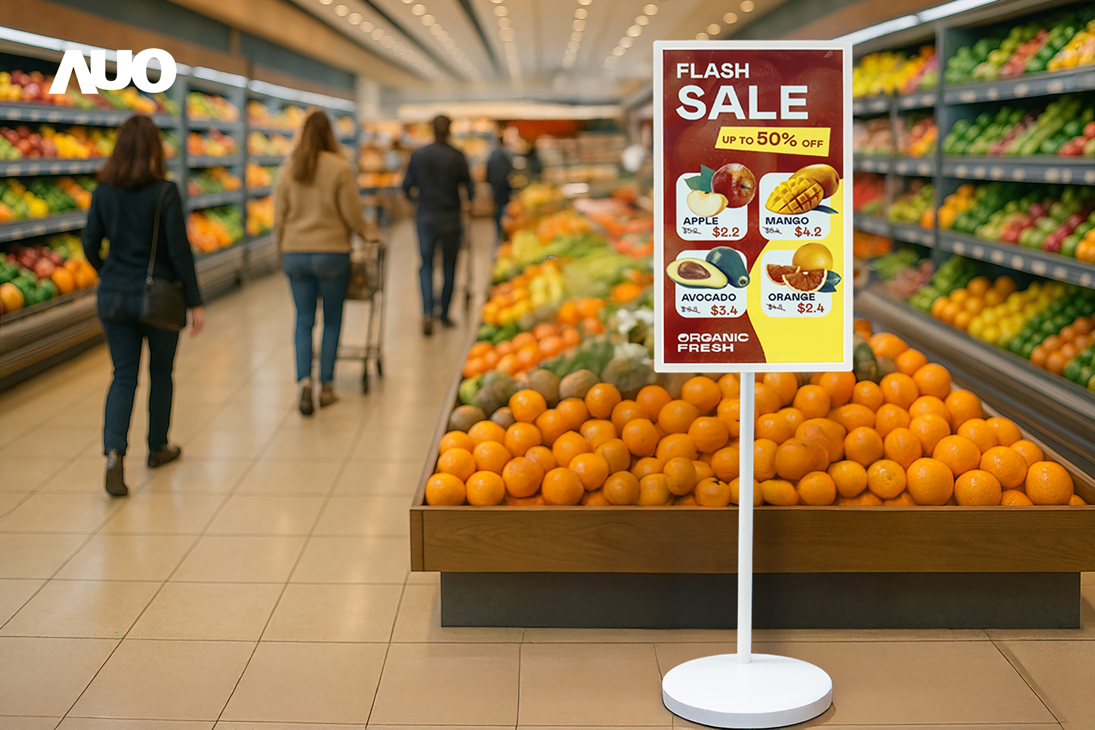 達擎首亮相低功耗、全彩的「aecoPost電子紙解決方案」，僅在更新畫面時需要微量的電力驅動，無需佈建電線的便捷設計，使其可靈活應用、隨意置放，並可透過雲端或行動裝置app，輕鬆管理及排程廣告內容，晉升店頭行銷利器。